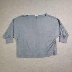 Full‎ Circle Blouse Womens 2X Gray Rib Knit Dolman Sleeve Cropped Casual Top